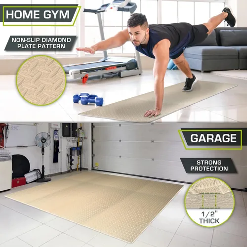 Miniatura 3 de ProsourceFit Exercise Puzzle Mat 1/2-inch, EVA Interlocking Foam Floor Tiles for Home Gym, Workout Equipment, Kids Play Areas, Beige, 72 Sq Ft - 18