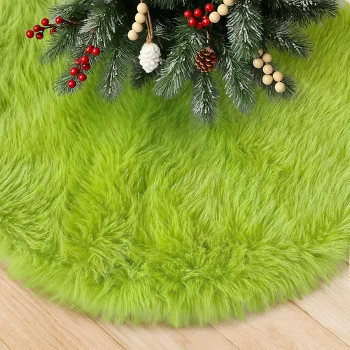 Miniatura 7 de Falda de árbol de Navidad de felpa negra de 24 pulgadas, pequeña, de piel sintética gruesa, lujosa decoración navideña para Año Nuevo, decoración