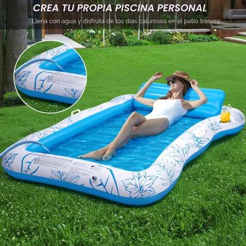 Miniatura 3 de BAIAI - Flotador inflable para piscina para adultos – Flotadores grandes de playa para broncearse, balsa para tomar el sol, para tomar el sol, Azul-L