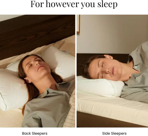 Miniatura 5 de FOSSFLAKES Nordic Sleep - Almohada quiropráctica mediana con funda, almohada cervical ergonómica firme para apoyo y alineación, cojín rectangular