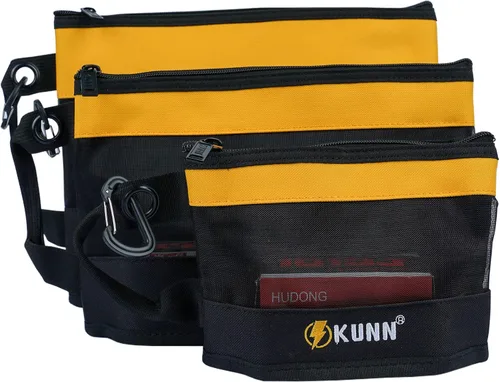 Miniatura 10 de KUNN Tool Bag Zipper Pouch 3 Pack - Heavy Duty Utility Tool Storage Organizer with Carabiner for DIY,Electrician,Accessories and Travel Rojo