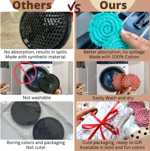 Miniatura 2 de Posavasos de algodón para portavasos de automóvil, 2 posavasos de automóvil, soporte para bebidas, bonitos accesorios para portavasos para mujeres