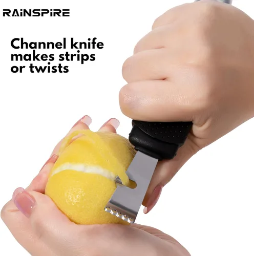 Miniatura 4 de Rainspire Herramienta Ralladora de Limón con Cuchillo de Canal, Herramienta Ralladora de Cítricos de Acero Inoxidable, Pelador de Limón, Ralladoras