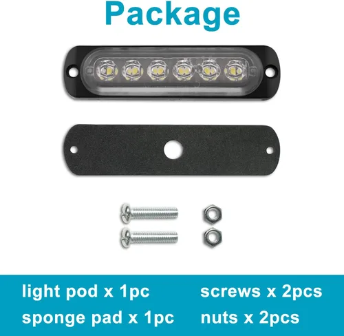 Miniatura 7 de 12V 24V Luz LED Blanca delgada de 6LEDs impermeable para UTV, camión, RV, cúpula, escalón, debajo del salpicadero, cama del camión, maletero