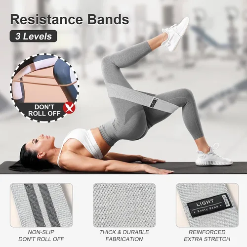 Miniatura 2 de Booty Bands Set, Resistance Bands for Working Out, Exercise Bands for Women and Men Legs and Butt, Stretch Bands for Pilates, Yoga Starter Set Negro
