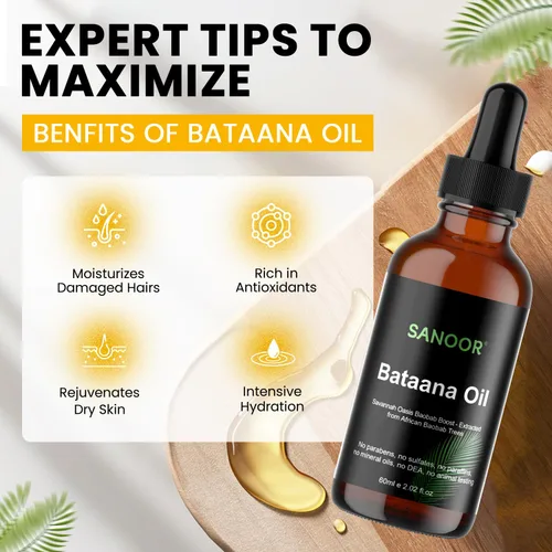Miniatura 8 de SANOOR Aceite de batana africana, 100% puro y prensado en frío, fórmula orgánica de oasis de sabana para el cuidado del cabello, cuidado de la piel