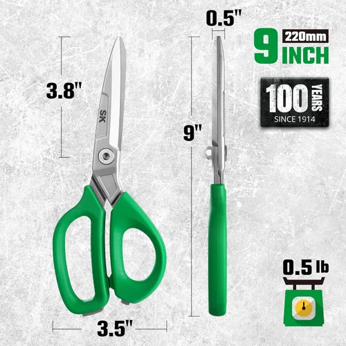 Miniatura 4 de SK - Tijeras resistentes de 9 pulgadas, tijeras multiusos, construcción premium de acero CR-V, hojas forjadas de una sola pieza, mango ergonómico