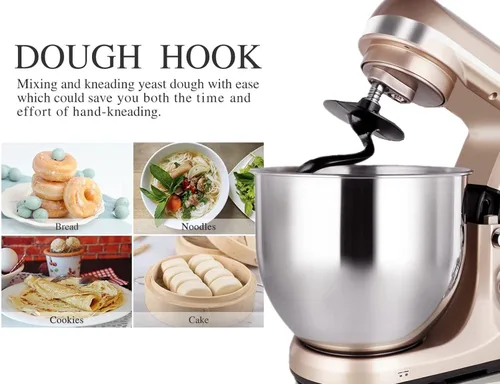 Miniatura 8 de Professional - Mezclador MK37A 500W, recipiente 5-Qt, 6 velocidades, con cabezal inclinado, máquina eléctrica para mezclar alimentos, Champán