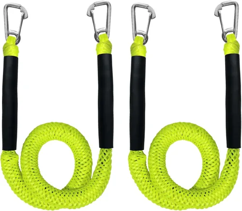 Miniatura 13 de Blue Bungee Dock Lines Paquete de 2 con ganchos dobles y tubos flotantes - Cuerdas de barco resistentes para moto acuática, pontón, kayak, 4 pies a