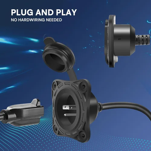 Miniatura 3 de 1 paquete de 15 amperios RV Shore toma de entrada de alimentación de 125 V, puerto de CA de 125 V, receptáculos de enchufe RV de 18 pulgadas, cable