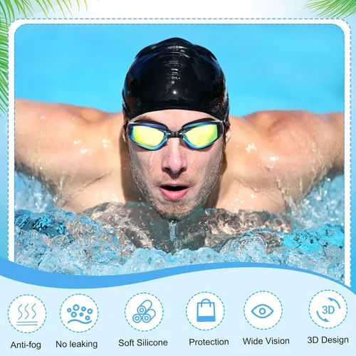 Miniatura 5 de Fabbay Paquete de 6 gafas de natación antivaho sin fugas, protección completa, para adultos, mujeres, hombres y jóvenes Color fresco
