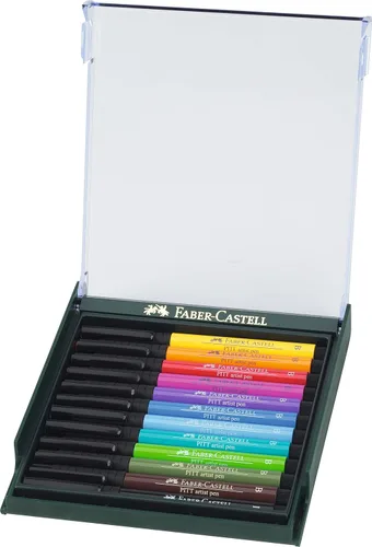 Miniatura 5 de Faber-Castell Art & Graphic Pitt Artist Pen Brush India Ink Pen, tonos básicos, juego de 12, para arte, manualidades, dibujo, bocetos, hogar, Negro