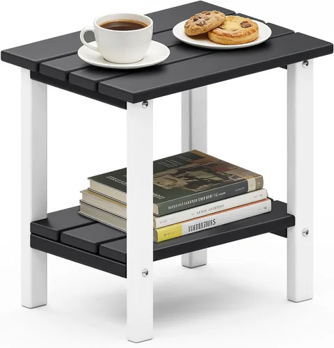 Miniatura 9 de OTSUN - Mesa auxiliar de exterior resistente a la intemperie, mesas pequeñas de patio de 2 niveles para exterior o interior, mesa pequeña