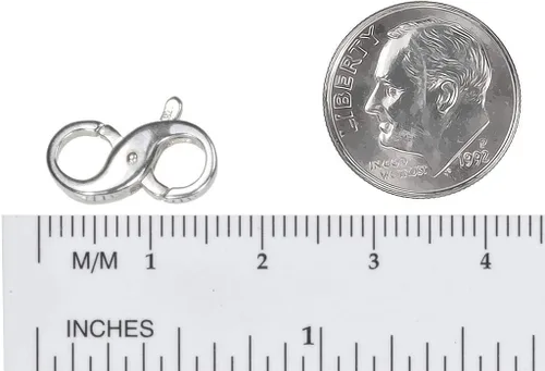 Miniatura 3 de uGems Doble apertura de plata esterlina Infinity Figura ocho langosta cierre 0.591 in x 0.394 in, plata 925, tamaño mediano para pulseras