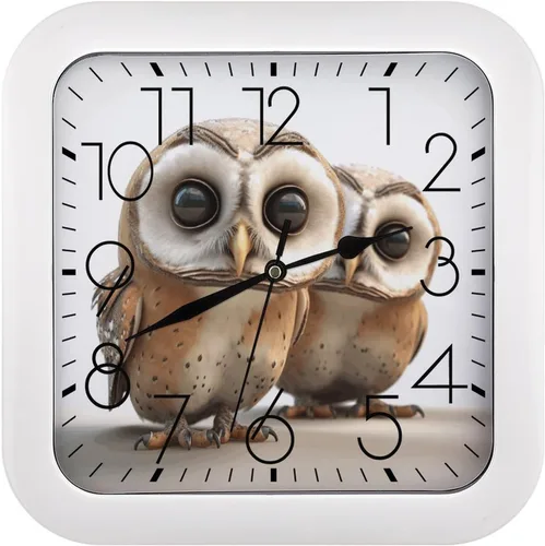 Miniatura 20 de 10" Square Modern Wall Clock,A Cat in Outer Space Print Kitchen Clocks Wall Battery Operated,Silent Non Ticking Unique Funny Cute Wall Clock for