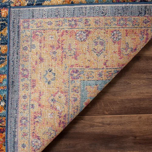 SAFAVIEH Evoke Collection EVK275C Medallón oriental envejecido, no desprende pelusa, 2'2" x 4', color azul/naranja, alfombra de acento para sala de