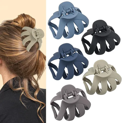 Miniatura 10 de Lolalet Pinzas para el cabello de pulpo, paquete de 5 pinzas antideslizantes para el cabello mediano para cabello largo y grueso, rizado, accesorios