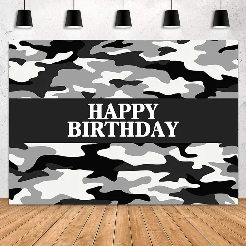 Miniatura 6 de MEHOFOND Decoración de fiesta de cumpleaños de soldado del ejército, telón de fondo de camuflaje verde del ejército, fondo de fotografía de tartas