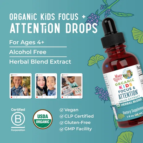 Miniatura 8 de MaryRuth Organics Gotas para la Concentración y Atención Infantil Gotas Orgánicas USDA Ginkgo Biloba Raíz de Rhodiola y Raíz de Regaliz