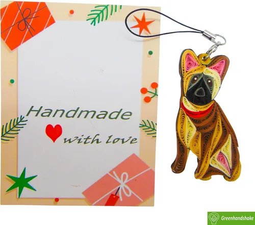Miniatura 3 de Bulldog francés, decoración para el hogar, decoración navideña, adorno hecho a mano para amantes de los animales, adorno quilled, bolso, mochila