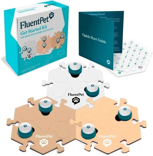 Miniatura 10 de FluentPet ¡Habla! Kit de inicio con sonido más claro orientado hacia arriba 6 botones grabables con baterías preinstaladas y 3 alfombrillas de 6
