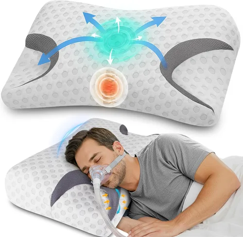 Miniatura 8 de Almohada CPAP para personas que duermen de lado y espalda – Almohada cervical ajustable de espuma viscoelástica para apoyo del cuello y un mejor