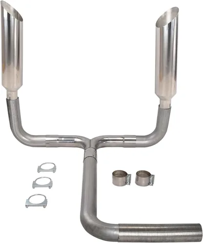 4 Pulgadas Turbo Doble Tubo de Escape Diesel con Sistema de Pila de Escape T, 2 Piezas, Entrada de 4 Pulgadas, Salida de 7 Pulgadas, Puntas de Pila