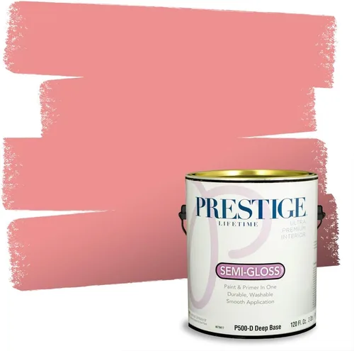 Miniatura 85 de Prestige Paints E100-T-SW6591 Pintura exterior e imprimación en uno, 1 galón, plano, combinación comparable de Sherwin Williams Amaryllis, 1 galón