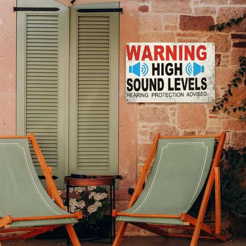 Miniatura 5 de Funny Metal Signs Posters HIGH SOUND LEVELS Sign Wall Art for Yard Sign Outdoor Lawn Garden Home Decor 8X12inch
