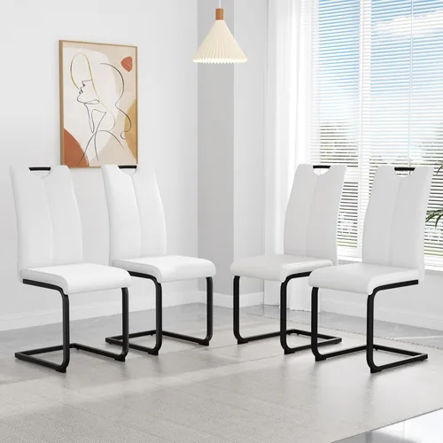 Miniatura 26 de yeag Juego de Sillas de Comedor Modernas de 2 Unidades, Sillas de Cocina y de Sala de Estar con Respaldo Alto, con Patas de Metal Cromado Dorado