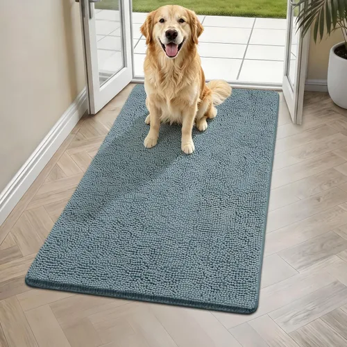 Miniatura 14 de Bcoimo Tapete súper absorbente para puerta de perro, 30 x 20 pulgadas, tapete antideslizante para patas fangosas, alfombras para mascotas para patas