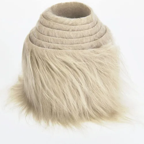 Miniatura 8 de Tiras precortadas de tela de piel sintética lanuda y esponjosa, material suave para manualidades, para barba y cabello de gnomos, disfraz de Blanco