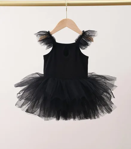 Miniatura 2 de Vestidos tutú de baile para niñas, con mangas con volantes, entrepierna a presión, leotardos de ballet