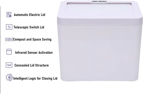 Miniatura 4 de SIXRUN Cubo de basura con sensor inteligente, 8 L, color blanco, automático, sin contacto, con tapa con detección de movimiento, para cocina