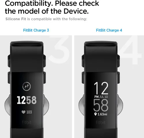 Miniatura 2 de Spigen Ajuste de silicona diseñado para Fitbit Charge 4 (2020) / Charge 3 (2018) Band - Negro