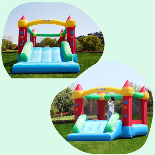 Miniatura 6 de WeeOneKids Casa de Rebote Inflable, Castillo Hinchable con Soplador de Aire y Tobogán, Castillo Familiar Inflable para Patio Trasero