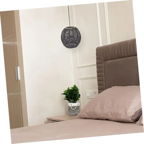 Miniatura 7 de Lámpara de cuerda tejida hecha a mano, cubierta de araña retro para comedor, estilo moderno, linterna de techo, cuerda de papel, decoración de luz