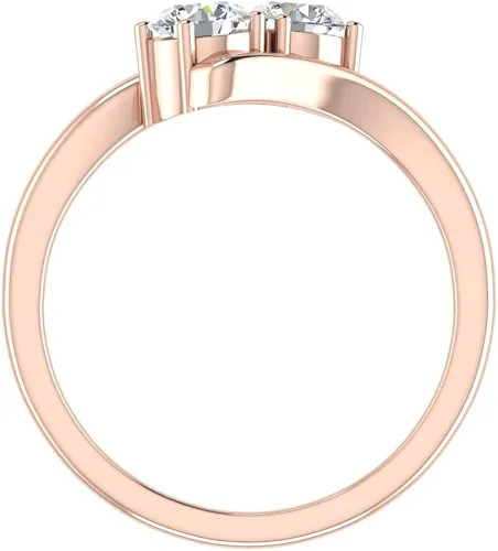 Miniatura 3 de Anillos de compromiso de diamantes brillantes redondos de dos piedras de oro de 14 quilates 0.36 quilates (G,VS)