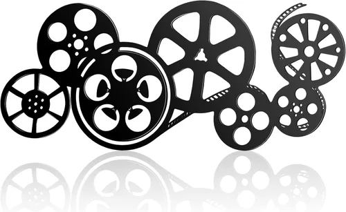 Moxweyeni Carrete de película de metal, arte abstracto de cine antiguo, decoración contemporánea de cine decorativo, carrete de película para Negro