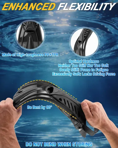 Miniatura 2 de Alatas de buceo y equipo de esnórquel para adultos, aletas de snorkel, aletas de natación abiertas, ajustables, para hombres, mujeres, niños, aletas