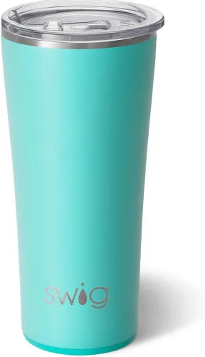 Swig Life - Vaso aislante de 22 onzas, vaso de viaje para café con tapa, taza de viaje para café apta para portavasos, acero inoxidable (Aqua)