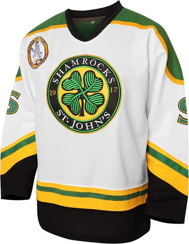 Miniatura 2 de 3 Ross The Boss Rhea - Camiseta de hockey para hombre, tréboles de ST John's cosidos con parche EMHL blanco, verde, negro, 3 Verde