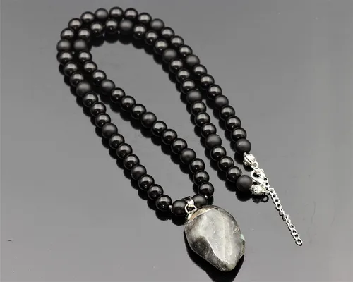 Miniatura 81 de Colgante de turmalina cruda natural, Collar de cuentas de ónix negro genuino, Collar de piedra negra, Collar de piedras preciosas, Cuentas de 0.315