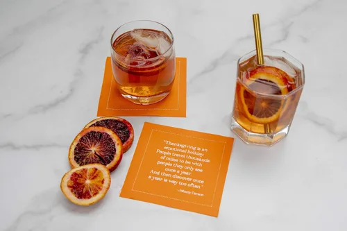 Miniatura 2 de Five Star Napkins Servilletas con citas de Acción de Gracias, naranja, marrón y rojo, 4.5 x 4.5 pulgadas, 100% algodón, paquete de 50