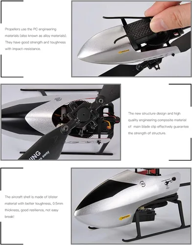 Miniatura 6 de GoolRC Helicóptero RC C129 V2, helicóptero de control remoto de 4 canales con giroscopio de 6 ejes, avión RC de 2.4 GHz con giros 3D, retención
