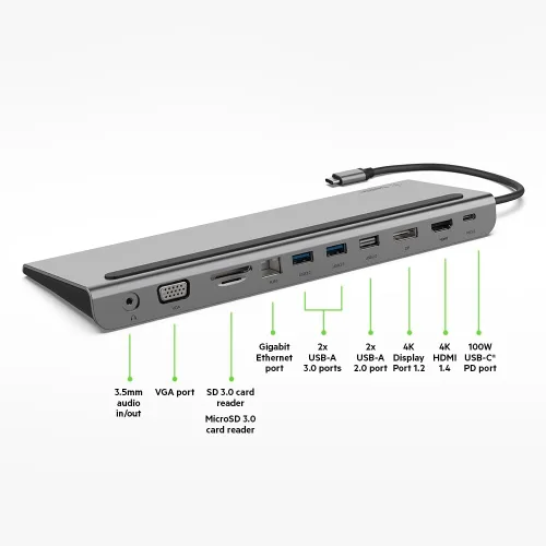 Miniatura 5 de Belkin USB C Hub, 8-in-1 Multi-Port Hub 100W - Dual Display Support for Windows & Chromebook + Mirrored Support for macOS w/Monitor Privacy