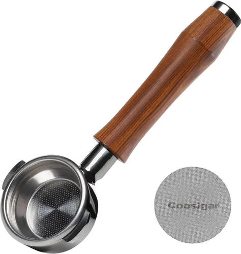 Miniatura 10 de Portafiltro sin fondo de 2.126 in con pantalla de disco Se adapta a máquinas Breville de 2.126 in Portafiltro de acero inoxidable y mango