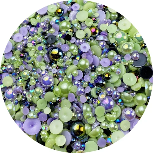 Miniatura 8 de Mezcla de perlas planas y diamantes de imitación, 2.16 oz de diamantes de imitación de resina semiredondas para manualidades, 0.116 in - 0.394 in