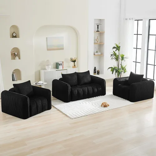 Miniatura 7 de Sofá Loveseat Sin Armazón de 66'', Sofá de 2 Plazas con Asientos Profundos Acolchados con Reposabrazos Redondeados, Sofá Nube de Pana Tapizado