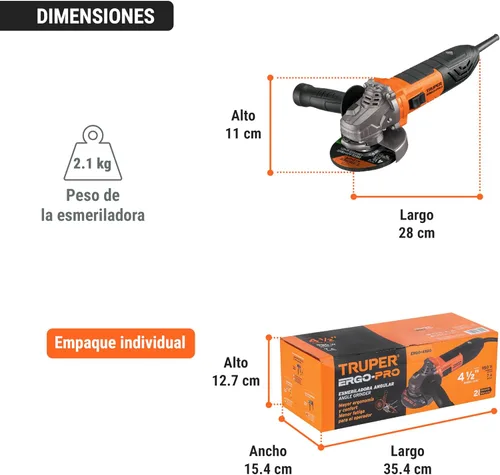 Miniatura 12 de Amoladora angular 4-1/2 ', ERGO-PRO, 900 W